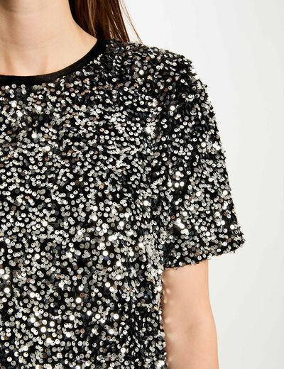 Camiseta de manga corta negro mujer