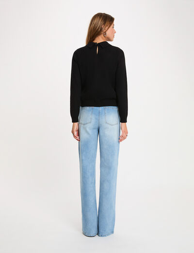 Jersey con cuello vuelto negro mujer