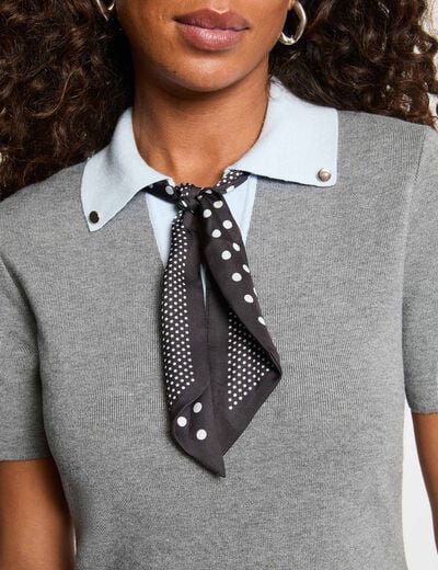 Vestido de punto con cuello vuelto gris claro mujer