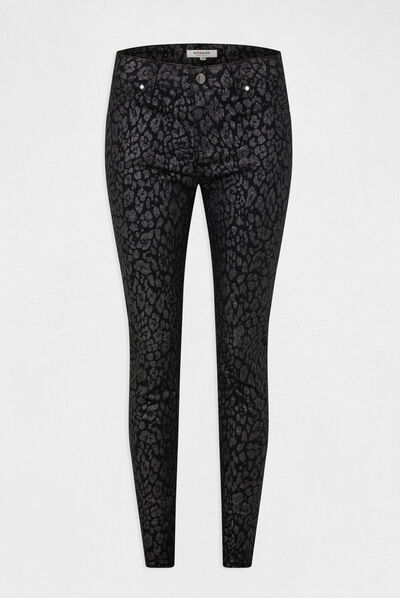 Pantalón skinny mojado estampado negro mujer