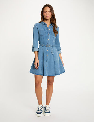 Vestido corto ajustado denim stone mujer