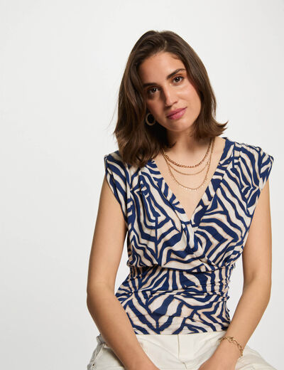 Camiseta manga corta multicolor mujer