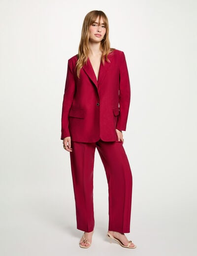 Pantal&oacute;n de tiro alto burdeos mujer