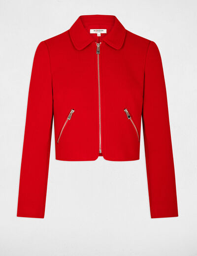 Chaqueta recta con cremallera rojo mujer