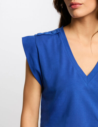 Camiseta manga corta azul eléctrico mujer