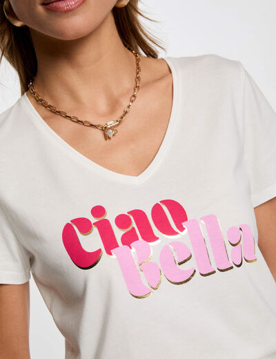 Camiseta con mensaje blanco mujer