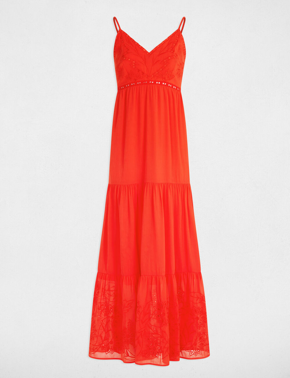 Vestido largo holgado bordado orange mujer