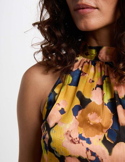 Top fluido de cuello alto multicolor mujer