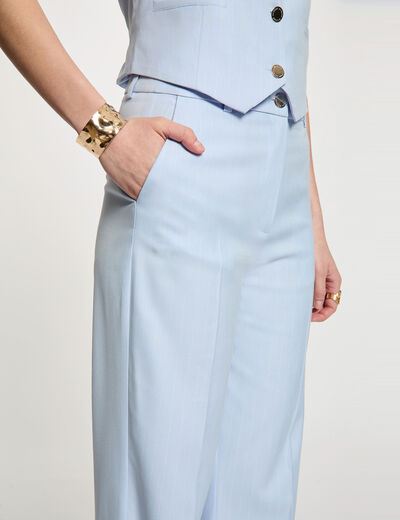Pantal&oacute;n recto de tiro alto azul cielo mujer