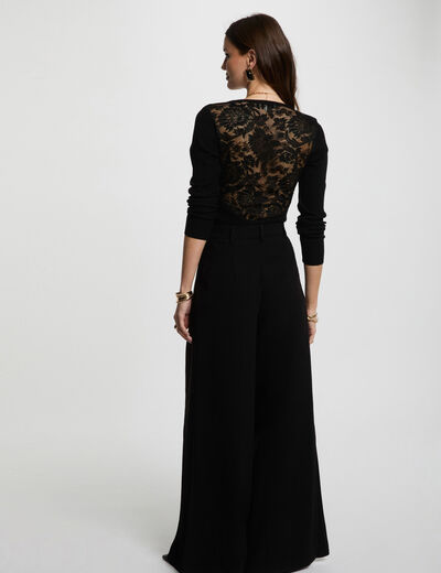Jersey manga larga negro mujer