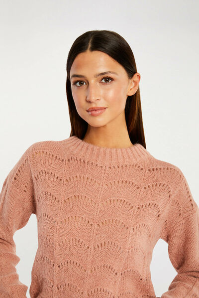 Jersey manga larga rosa pastel mujer