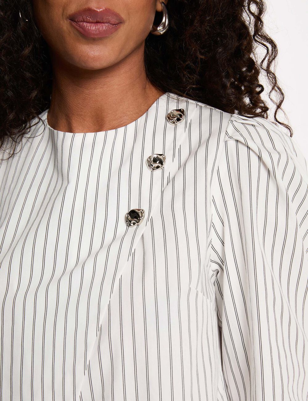 Blusa cruzada de rayas blanco mujer