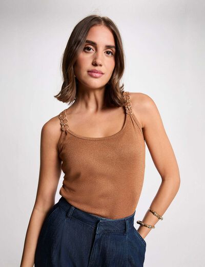 Top con tirantes finos c&aacute;mel mujer