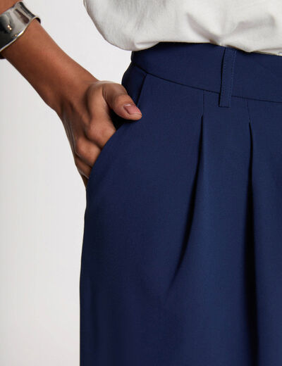 Pantal&oacute;n ancho fluido azul marino mujer