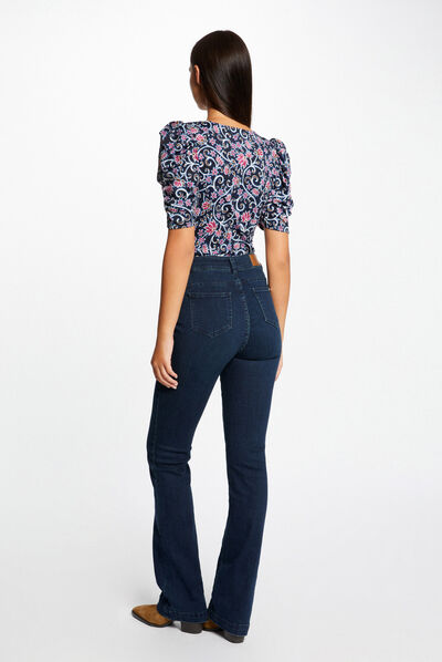 Camiseta manga corta estampado floral multico mujer