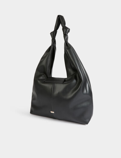 Bolso media luna nudos negro mujer