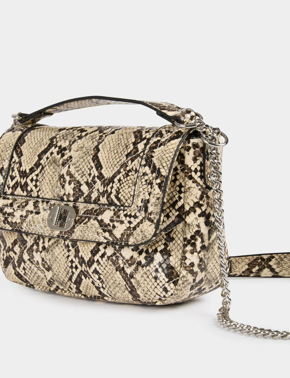 Bolso estampado de pitón arena mujer