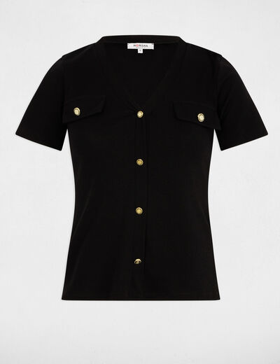Camiseta manga corta negro mujer