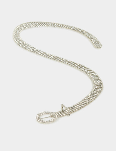 Cintur&oacute;n fino con strass couleur argent mujer