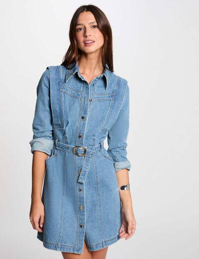 Vestido ajustado vaquero denim stone mujer