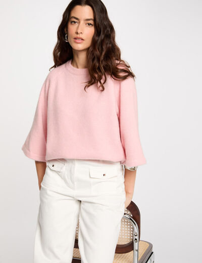 Jersey extragrande manga 3/4 rosado polvoriento mujer