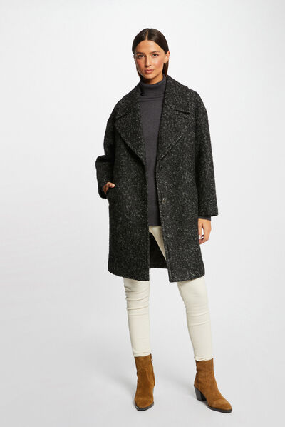 Abrigo largo extragrande gris anthracite mujer