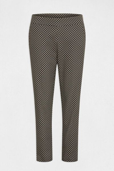 Pantalón cigarette estampado geométrico negro mujer