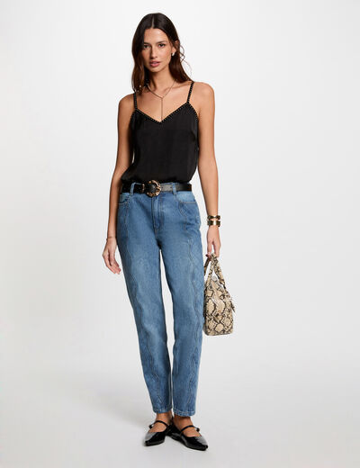Vaquero slim acolchado denim stone mujer