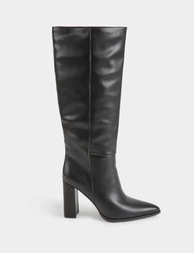 Botas con tacones y puntera fina negro mujer