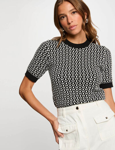 Jersey cuello redondo negro mujer