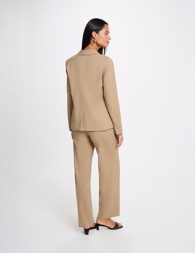 Blazer recto a rayas topo mujer
