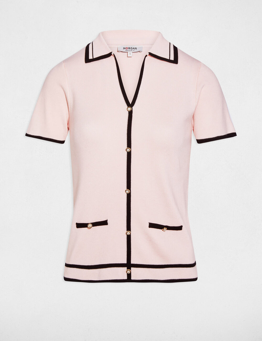Jersey ajustado de rayas rosa claro mujer