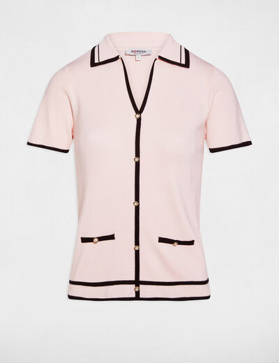 Jersey ajustado de rayas rosa claro mujer