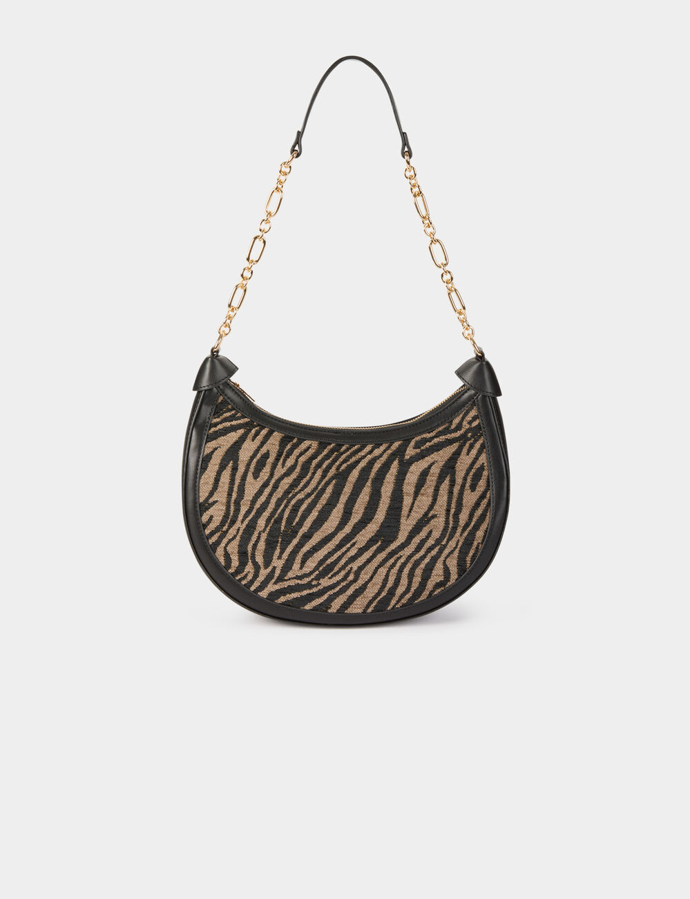 Bolso media luna de cebra negro mujer