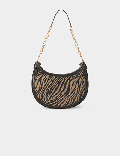 Bolso media luna de cebra negro mujer