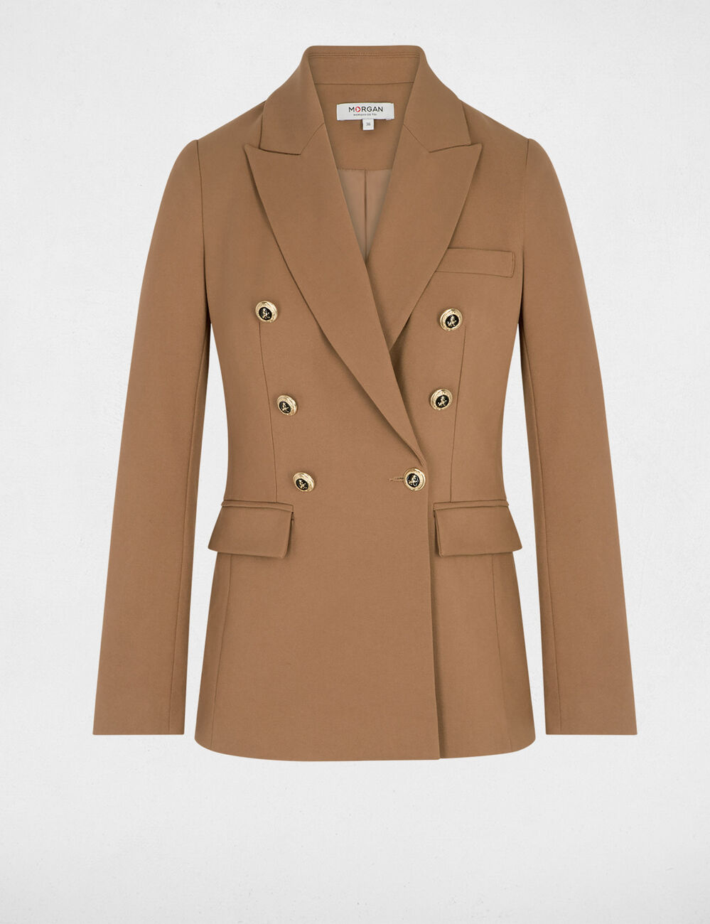 Blazer ajustado de manga larga marr&oacute;n mujer
