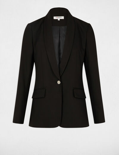 Chaqueta corta cuello chal negro mujer