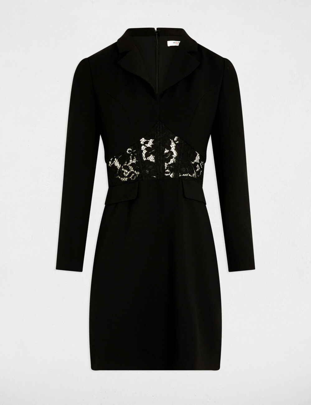 Vestido corto ajustado encaje negro mujer