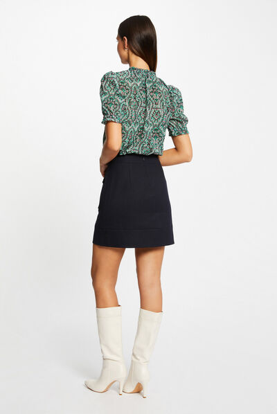 Blusa manga corta estampada multico mujer