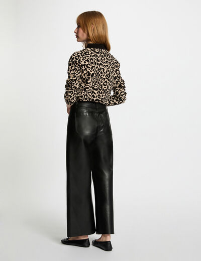Cárdigan manga larga estampado beige mujer