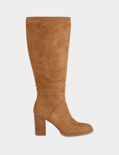 Botas altas de ante beige mujer