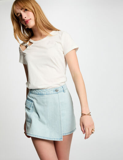 Camiseta manga corta blanco mujer