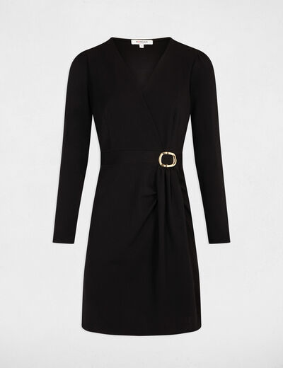 Vestido ajustado drapeado negro mujer