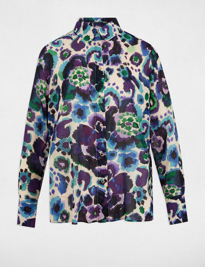 Camisa recta estampada multicolor mujer