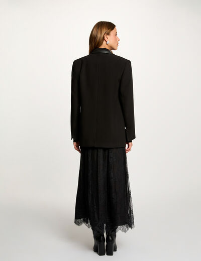 Blazer con cuello de solapa negro mujer