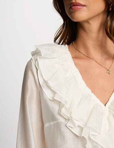 Blusa manga larga blanco mujer