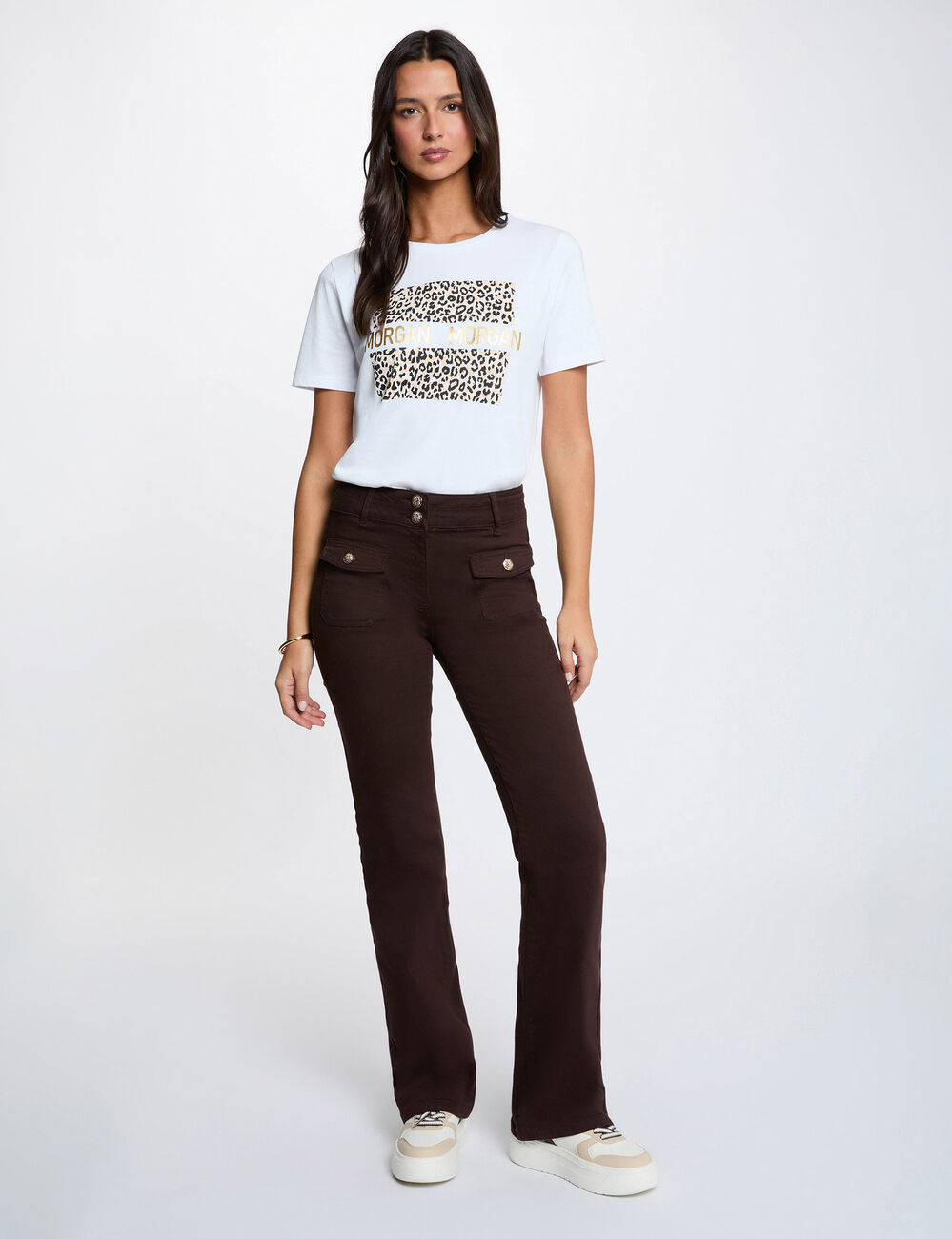 Camiseta cuello redondo blanco mujer