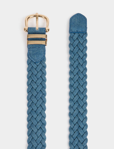 Cinturón vaquero trenzado denim stone mujer