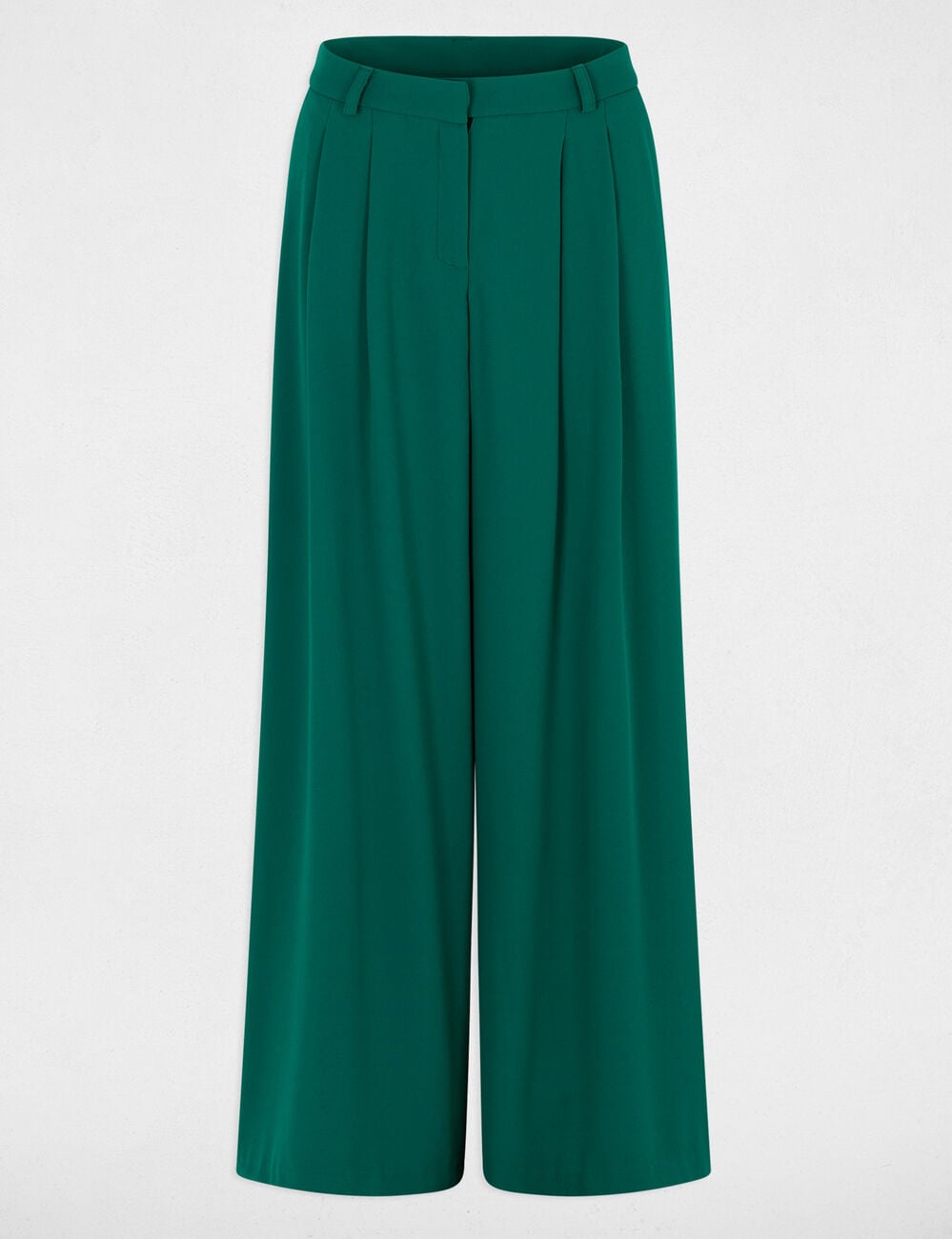 Pantal&oacute;n ancho de tiro alto verde mujer
