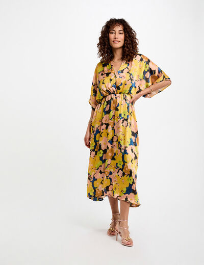 Vestido midi recto estampado multicolor mujer